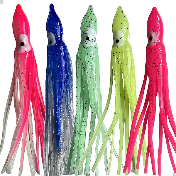 Isca Artificial Luminosa Soft Bait Lula Camarão Kit 5 Unid