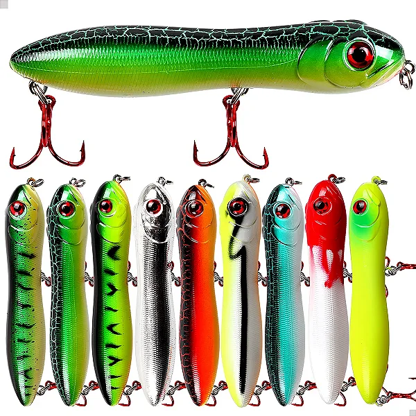 Kit 9 Iscas Artificiais Popper De Superfície 10cm 16g Abs