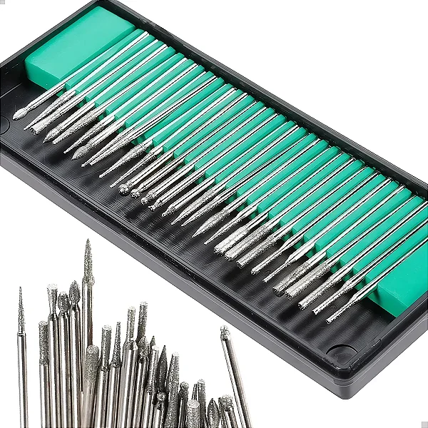 Kit 30 Fresas Ponta Diamantada Lima Rotativa Micro Retifica