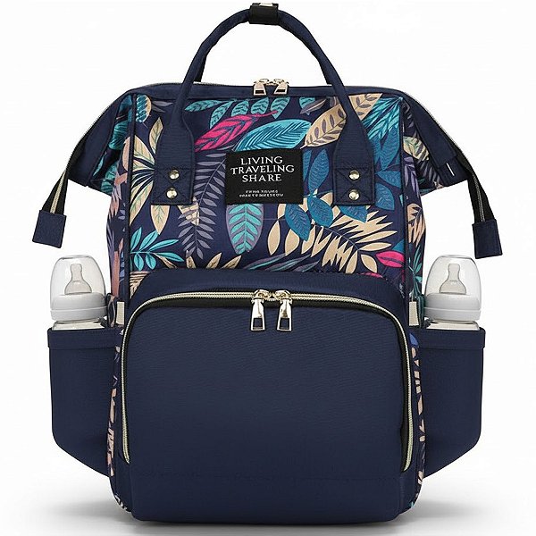 Mochila Maternidade Multifuncional Estampada Floral Grande Capacidade Bolsa Mamãe Bebê