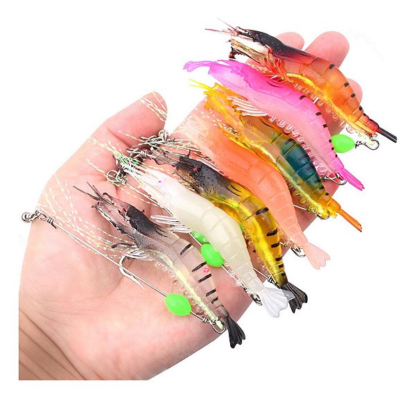 Isca Artificial Sabiki Glow Fluorescente 7 Camarões Girador