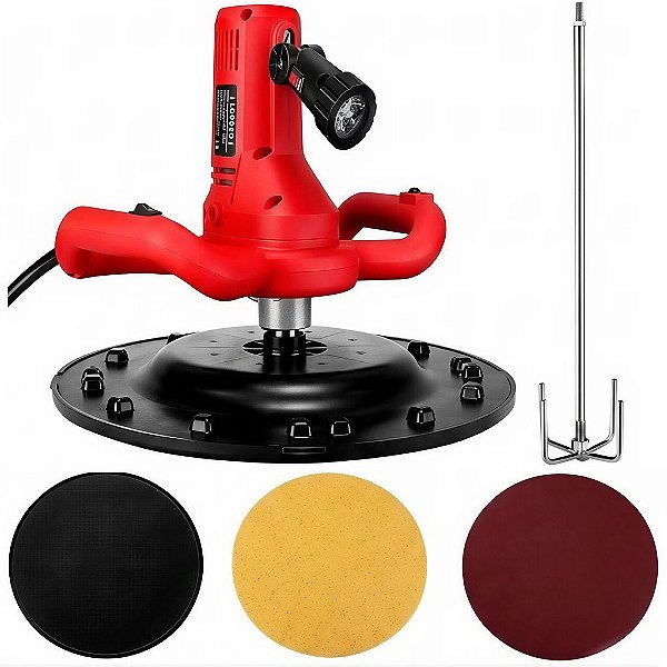 Desempenadeira Eletrica Niveladora De Reboco com lanterna Lorben 1860w 6 Velocidades + Misturador e discos