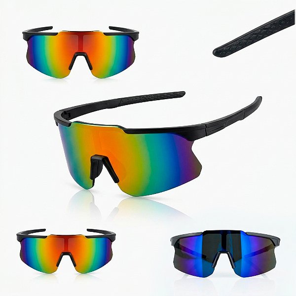 Óculos de Sol Esportivo Ciclismo Lente Espelhada UV400 - Armação Flexível para Corrida, MTB, Beach Tennis e Esportes ao Ar Livre