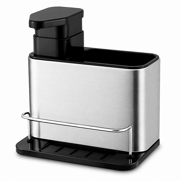 DISPENSER PORTA DETERGENTE INOX 3 EM 1 COM PORTA ESPONJA