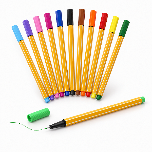 Kit 12 Canetas Coloridas Ponta Fina 0,4mm Fine Line para Desenho e Escrita