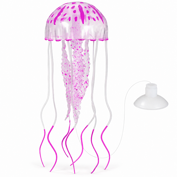 Enfeite para Aquário Água-Viva Artificial de Silicone Flutuante com Efeito Neon Fluorescente