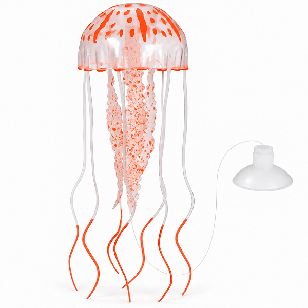 Enfeite para Aquário Água-Viva Artificial de Silicone Flutuante com Efeito Neon Fluorescente