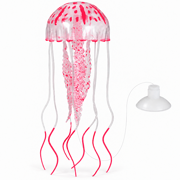 Enfeite para Aquário Água-Viva Artificial de Silicone Flutuante com Efeito Neon Fluorescente