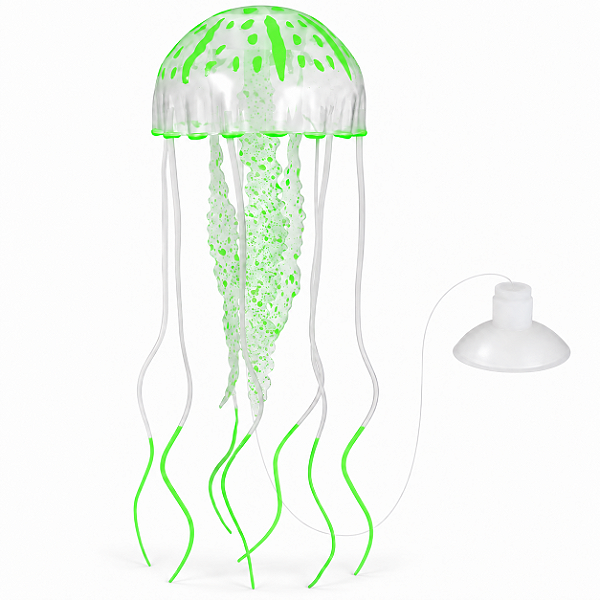 Enfeite para Aquário Água-Viva Artificial de Silicone Flutuante com Efeito Neon Fluorescente