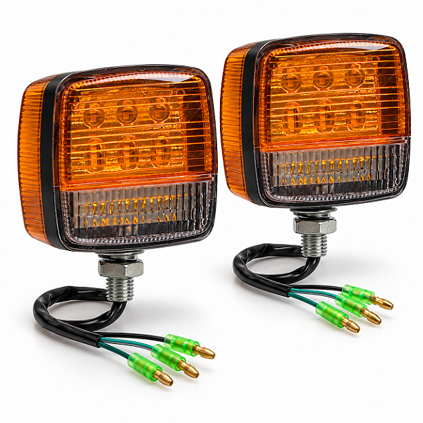 Par de Faróis LED 13 LEDs para Empilhadeira – Sinalização de Seta e Ré 12V/24V