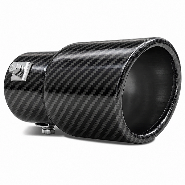 Ponteira Escapamento Esportiva aluminio Efeito Fibra de carbono Oval Até 2 Polegadas Lorben