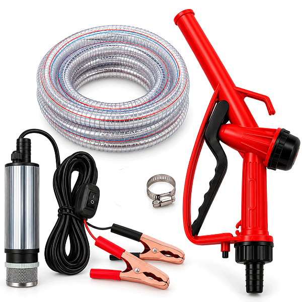 Bomba Submersível mangueira e pistola 12V Diesel Água 30L/min