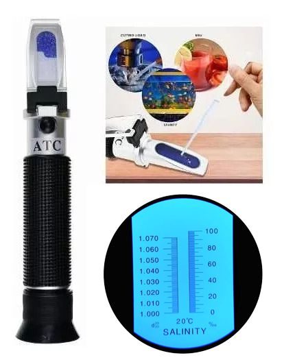Refratômetro Lorben Profissional ATC 3 Escalas Brix 0-10% Salinidade Refração