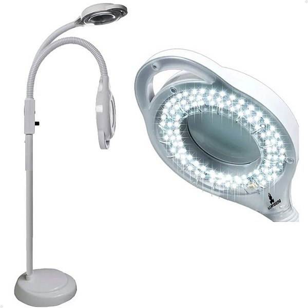 Lupa Luminária Lorben Haste Flexível 120 Leds Estética Aumento 5x Luz Branca