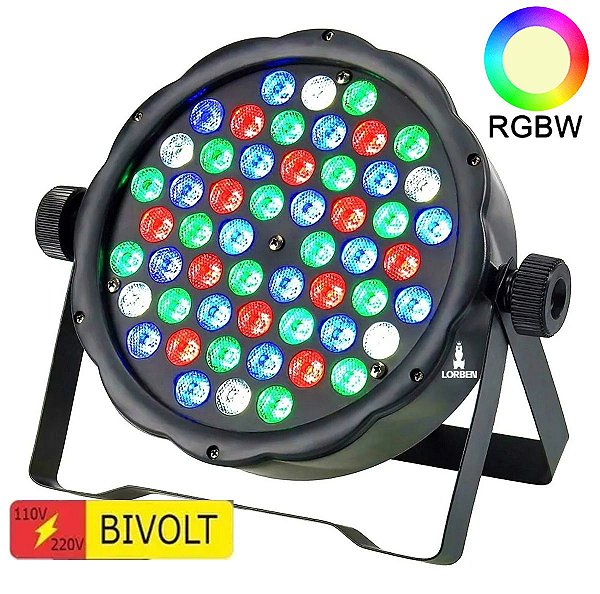 Canhão de Iluminação Lorben Par 64 com 54 Led 3W RGBW Cooler Luz Festa Evento