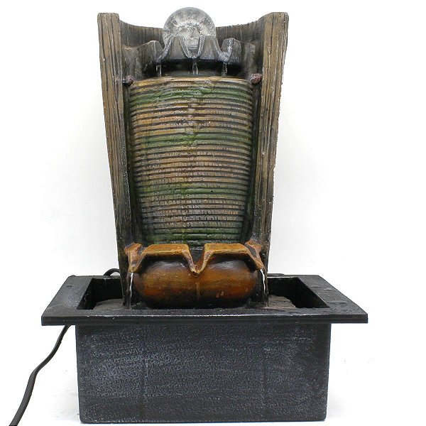 Fonte de Água Decorativa Resina Cascata Iluminação de Led