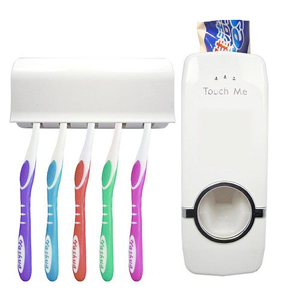 Dispenser para Creme Pasta Dental e Suporte para 5 Escovas Lorben