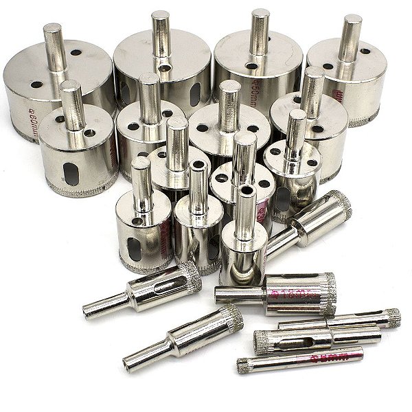 Kit 21 Brocas Diamantadas 6 a 60mm Lorben Serra Copo Fura Vidro Mármore Piso Cerâmica Granito