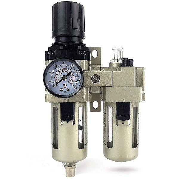 Filtro de Ar Regulador Lubrificador Manômetro 3/8 para Compressor de Ar