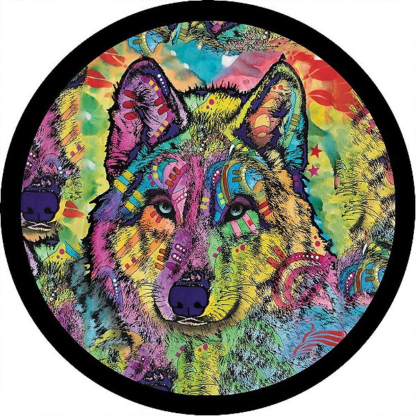 Capa Personalizada para Estepe Ecosport Crossfox Lobo Tribal Colorido