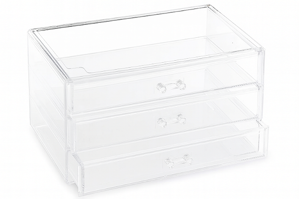 Organizador Caixa Acrílico Lorben Maquiagem Joias 3 Gavetas