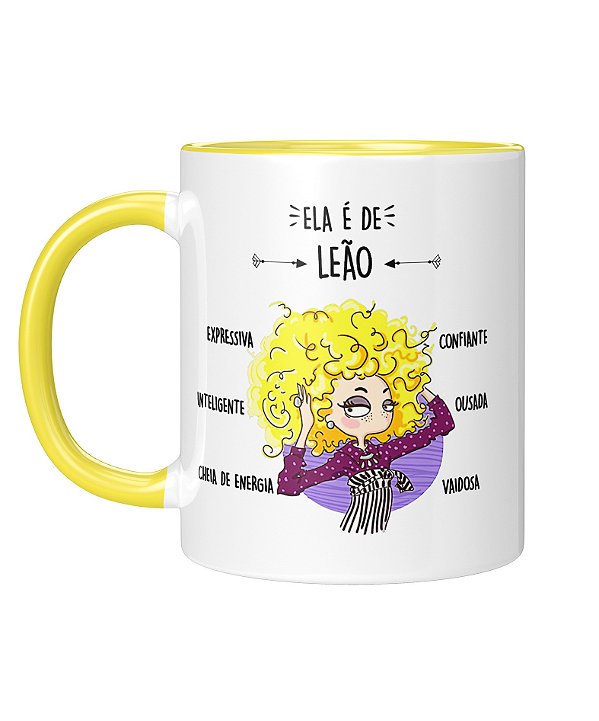 Caneca Personalizada | Signo Leão - Ela é de leão | Porcelana 325ml