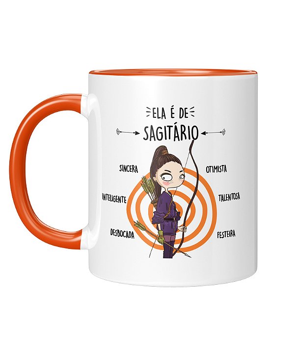 Caneca Personalizada | Signo Sagitário - Ela é de sagitário | Porcelana 325ml