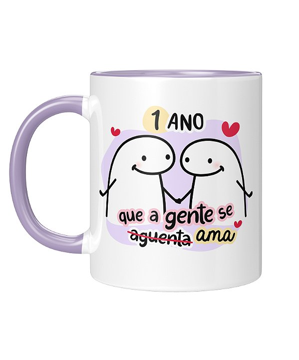 Caneca Personalizada | Dia dos namorados - 1 ano que a gente se ama | Porcelana 325ml