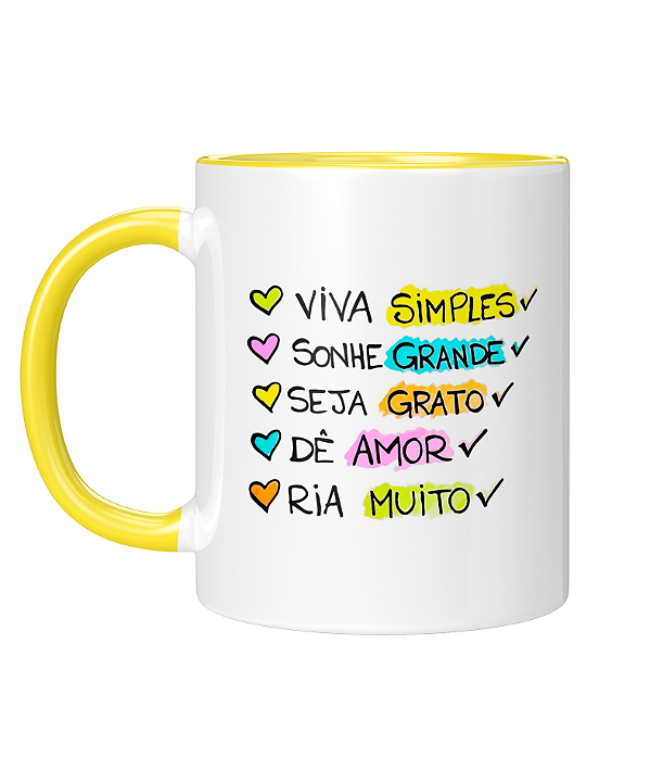 Caneca Personalizada | Viva simples, sonho grande | Porcelana 325ml