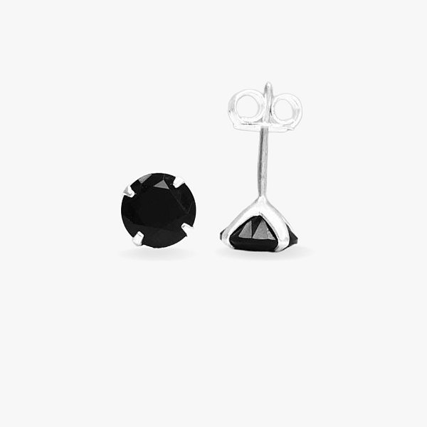 Brinco Masculino Prata 925 Legítima Preto Onix 8MM