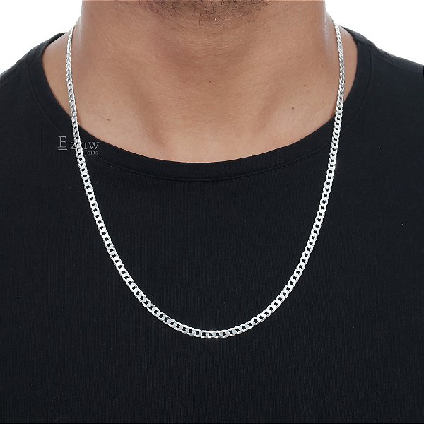 Corrente De Prata Pura 925 Masculina 60cm Grumet 4mm Maciça