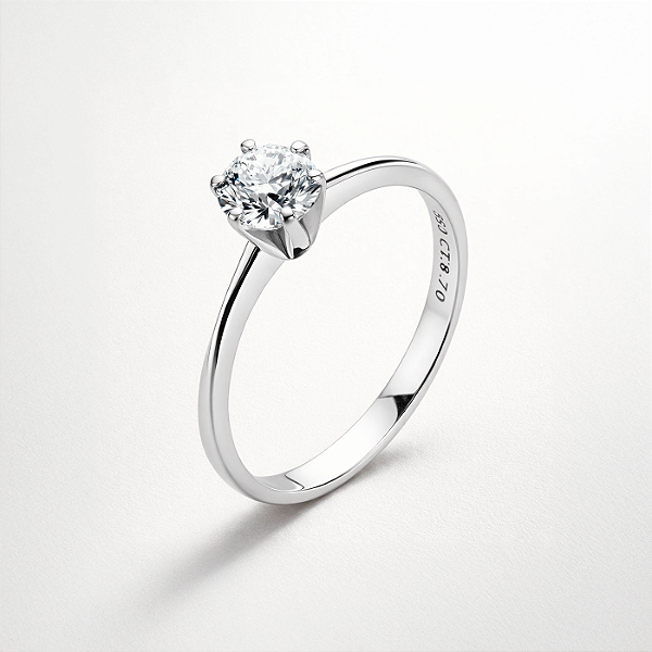 Anel Capri Solitário com Diamante | Ouro Branco 18k