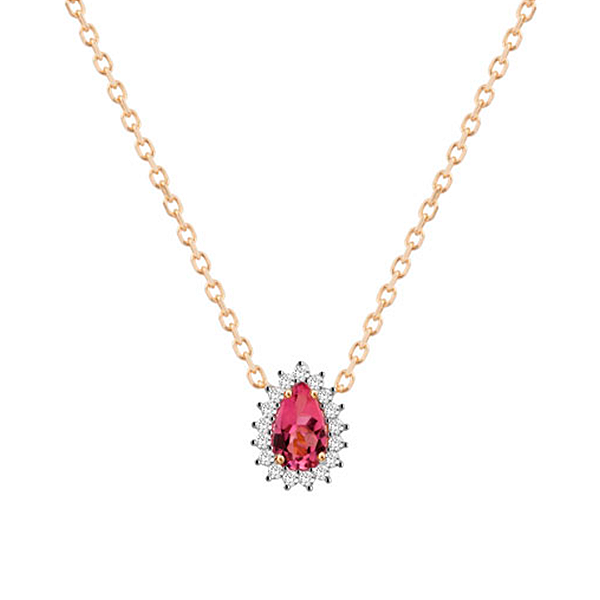 Colar em Ouro 18k com Rubelita e Diamantes
