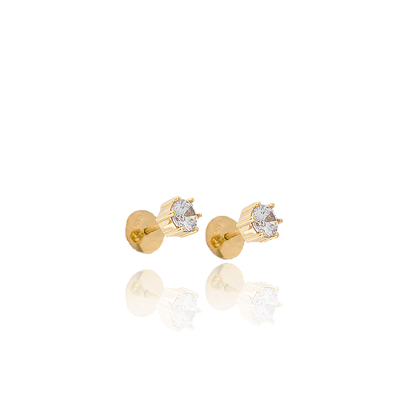 Brinco Ponto de Luz em Prata com Banho de Ouro Amarelo Grande