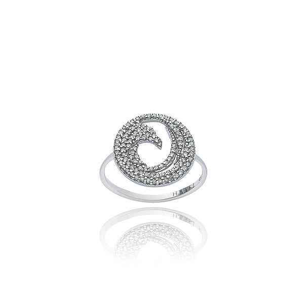 Anel Fênix com 102 Diamantes | Ouro Branco 18k