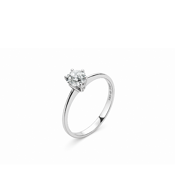 TSMITH Anel Capri Solitário com Diamante | Ouro Branco 18k
