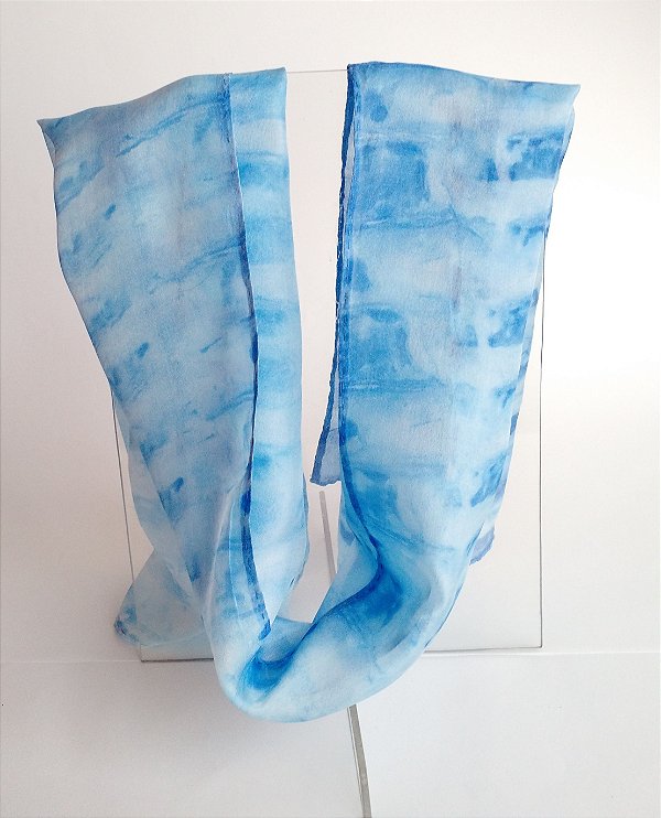 Lenço em Seda Tie Dye Azul Celeste - Lenço Exclusivo