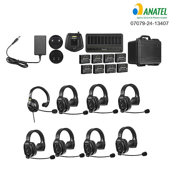 WiTalk-WT8S | Sistema de Intercomunicação sem Fio de 1.9GHz com Fones de Ouvido Simples para 8 Pessoas