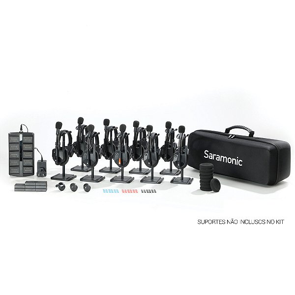 WiTalk9-WT9S | Sistema de Intercomunicação WiTalk9-WT9S Avançado com Headset Sem Fio de Orelha Única de 1,9GHz para 9 Pessoas com Comunicação Full-Duplex