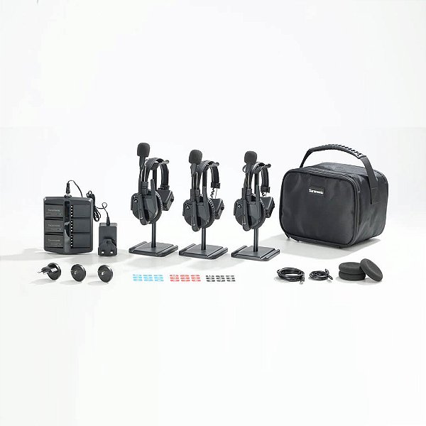 WiTalk9SE-3S | Sistema de Intercomunicação WiTalk9-3S Avançado com Headset Sem Fio de Orelha Única de 2,4GHz para 3 Pessoas com Comunicação Full-Duplex