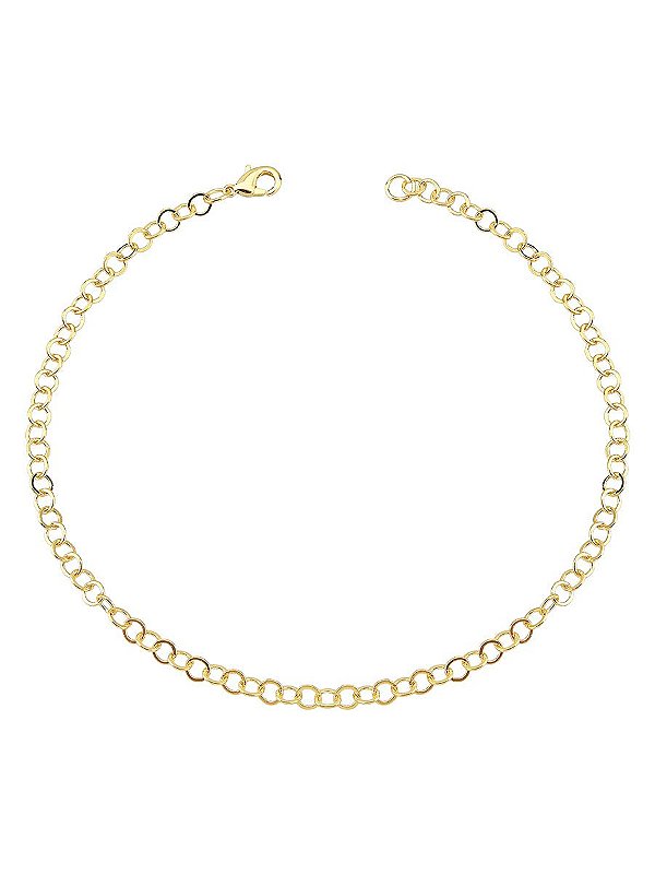 Tornozeleira Elo Redondo 25cm - Banho de Ouro 18k