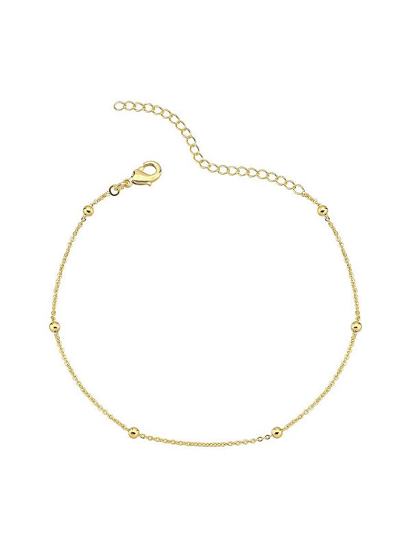Tornozeleira Bolinha Lisa 21cm + 5cm de extensor - Banho de Ouro 18k