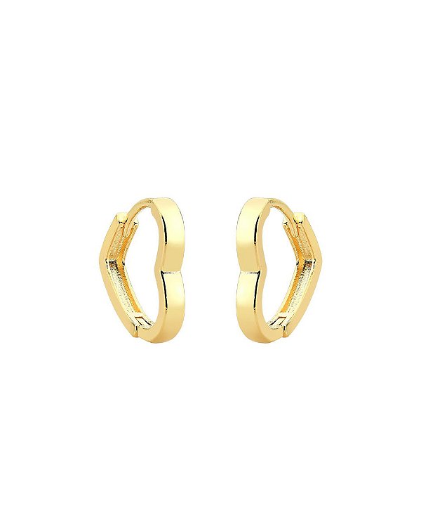 Brinco Argola Click Coração 1,8cm - Banho de Ouro 18k