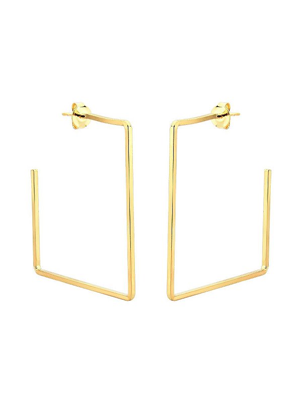 Brinco Argola Quadrada Tarracha 4cm - Banho de Ouro 18k