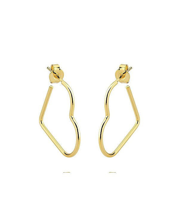 Brinco Argola Coração Tarracha 2,2cm - Banho de Ouro 18k
