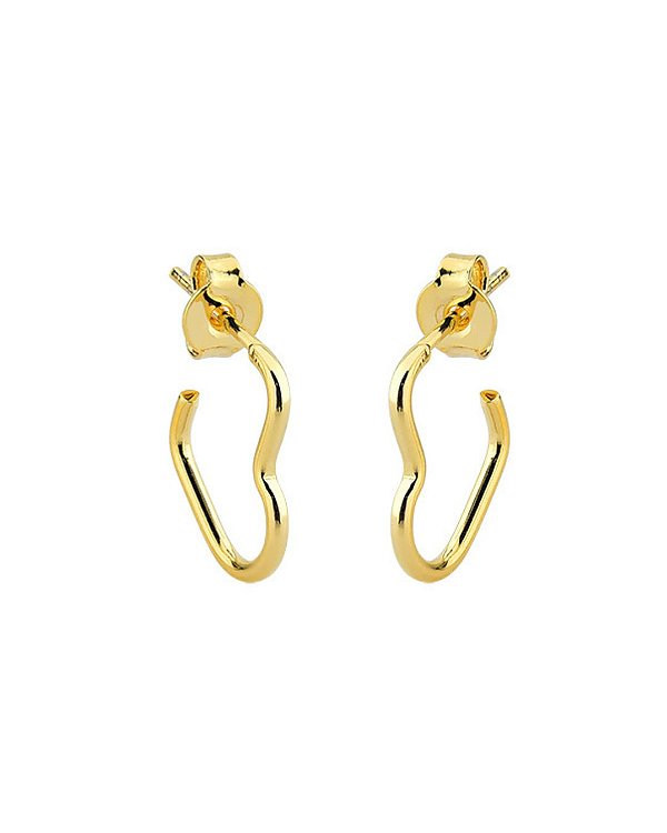 Brinco Argola Coração Tarracha 1,4cm - Banho de Ouro 18k
