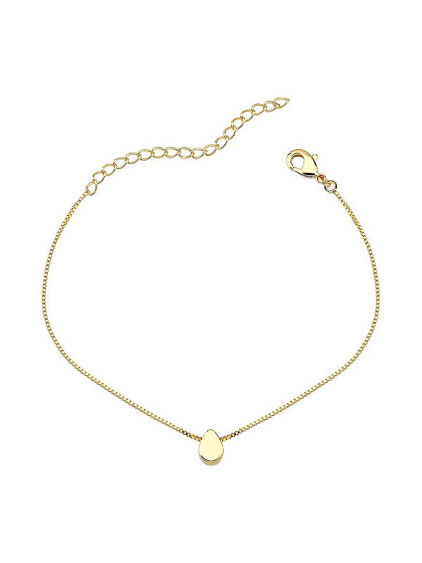 Pulseira Plaquinha Gota 16cm + 5cm extensor - Banho de Ouro 18k