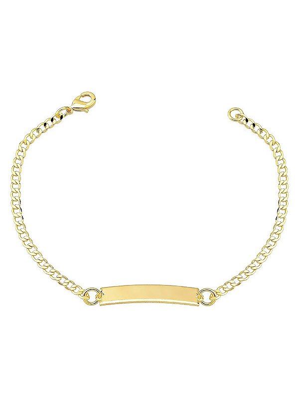 Pulseira Infantil Plaquinha Lisa 15cm - Banho de Ouro 18k