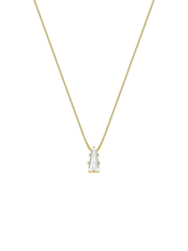 Colar Zircônia Trapézio 45cm - Banho de Ouro 18k