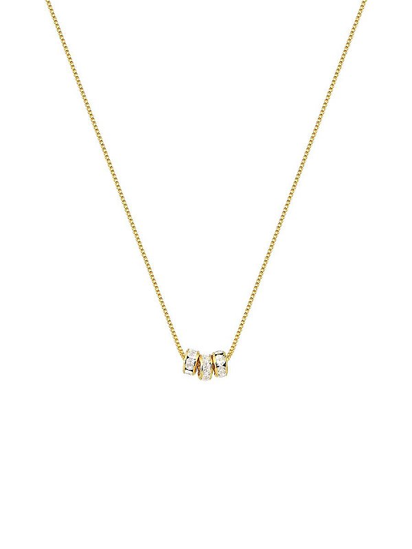 Colar 3 Rodinhas Cravejadas 40cm + 5cm de extensor - Banho de Ouro 18k